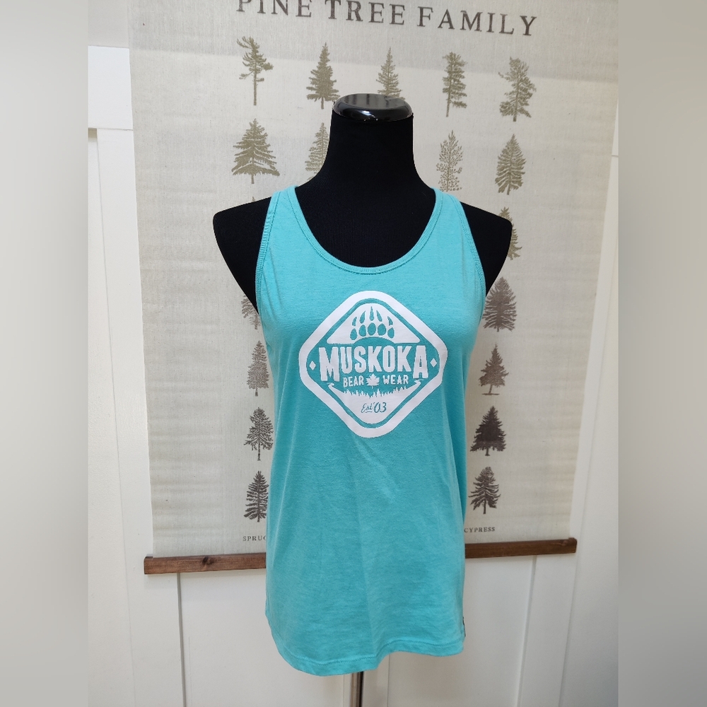 Muskoka Bear Wear Turquoise Racerback Tank Top - Size S